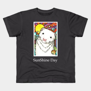 Sunny Happy Ferret - Sunshine Day - White Outlined Version Kids T-Shirt